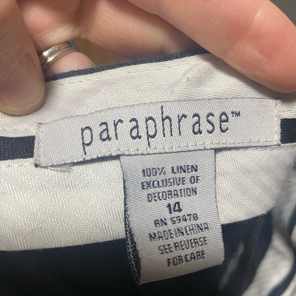 Paraphrase Linen Crop Ankle Pants Embroidered Palm Trees Black Size 14 - Picture 5 of 7